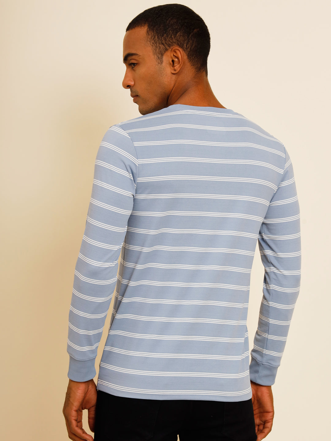 Tropical Blue-Triple-Stripes-Full-Sleeve