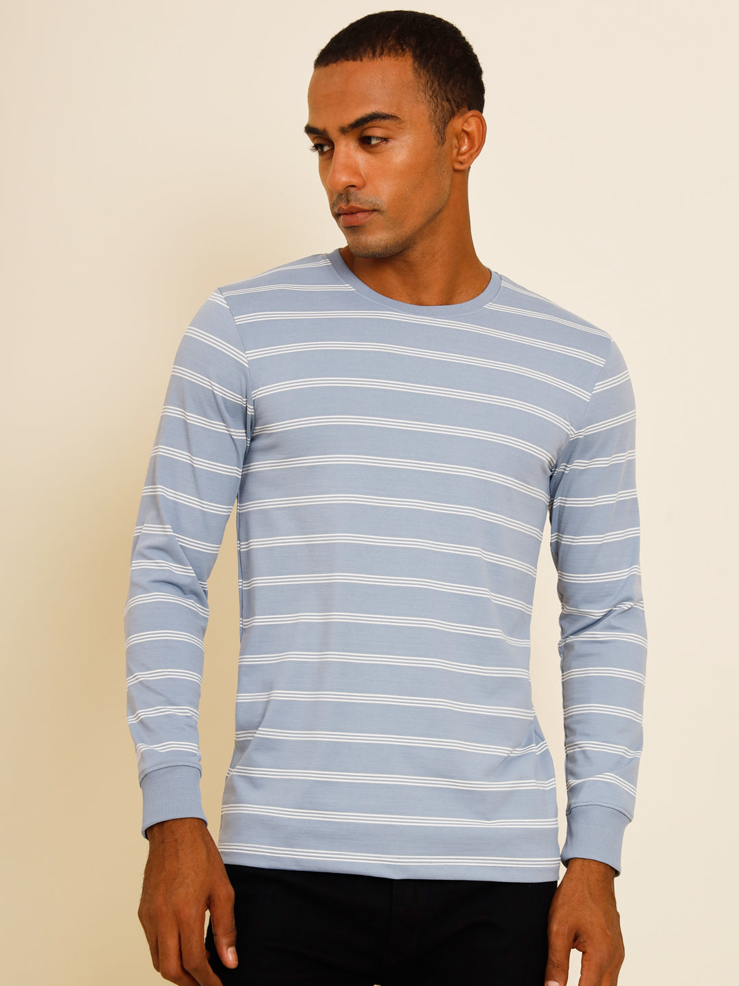 Tropical Blue-Triple-Stripes-Full-Sleeve