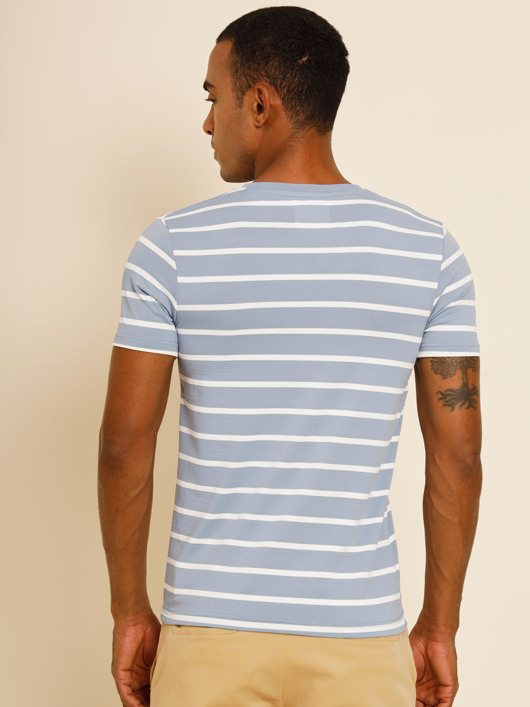Tropical Blue-Single-Stripes-Half-Sleeve