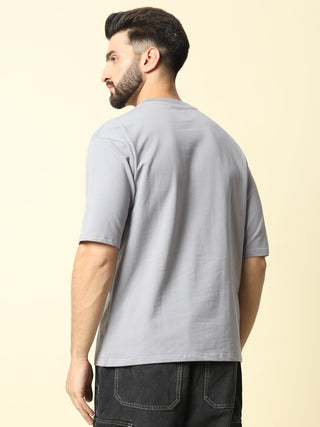 Light Grey Solid Oversized T-Shirt