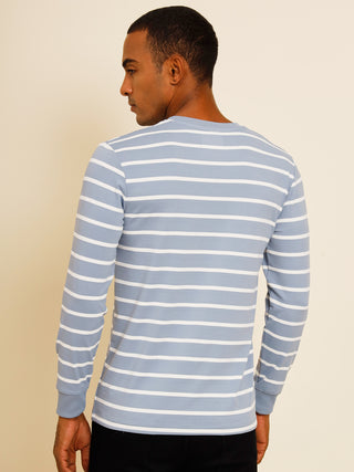 Tropical Blue-Single-Stripes-Full-Sleeve