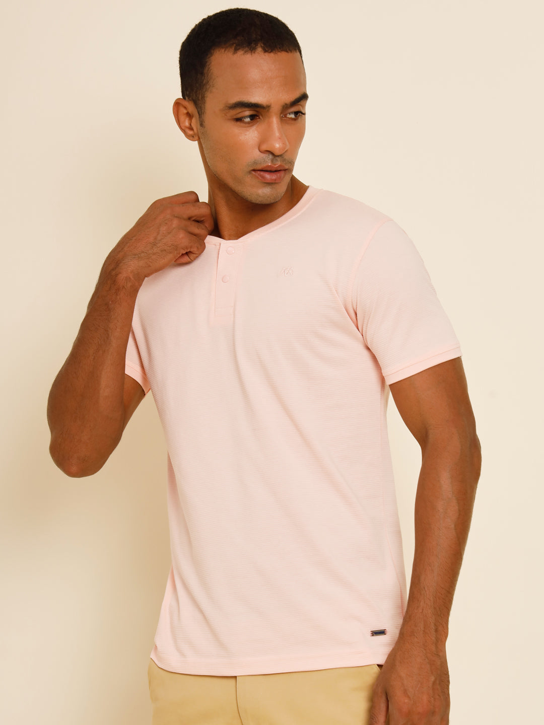 Dusty Pink Henley T-Shirt