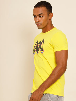 Muwin Yellow Printed T-shirt