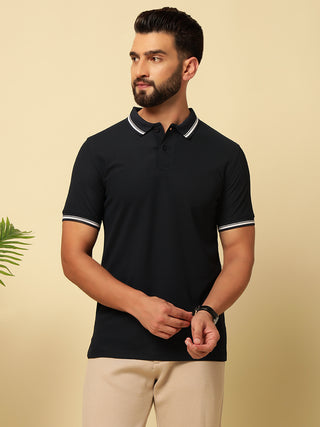 Men's Solid Polo Collar T-Shirt