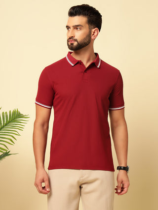 Men's Solid Polo Collar T-Shirt