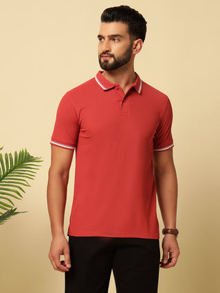 Men's Solid Polo Collar T-Shirt