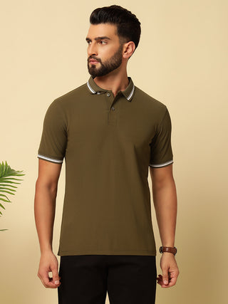 Men's Solid Polo Collar T-Shirt