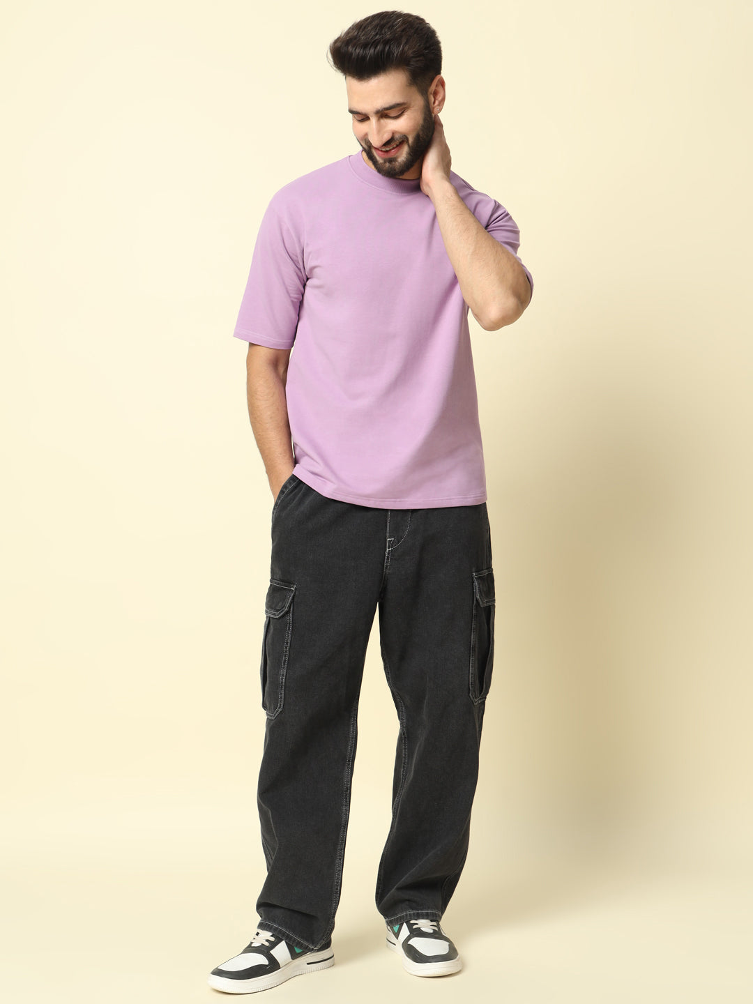 Purple Solid Oversized T-Shirt