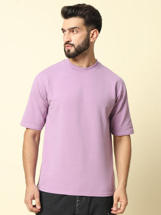 Purple Solid Oversized T-Shirt