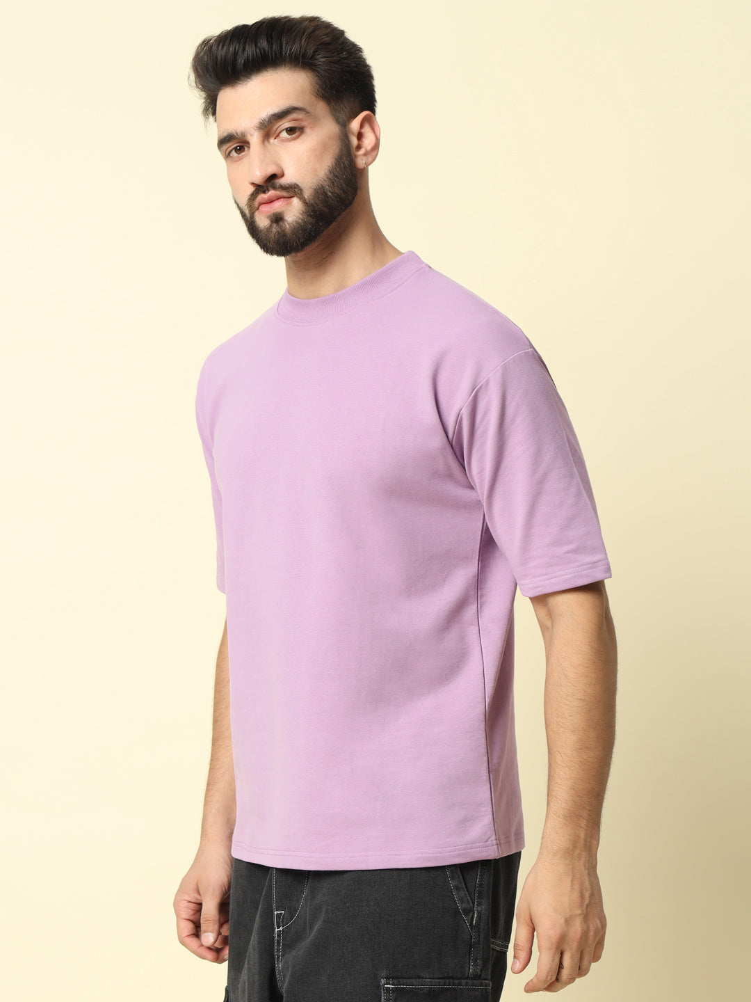 Purple Solid Oversized T-Shirt