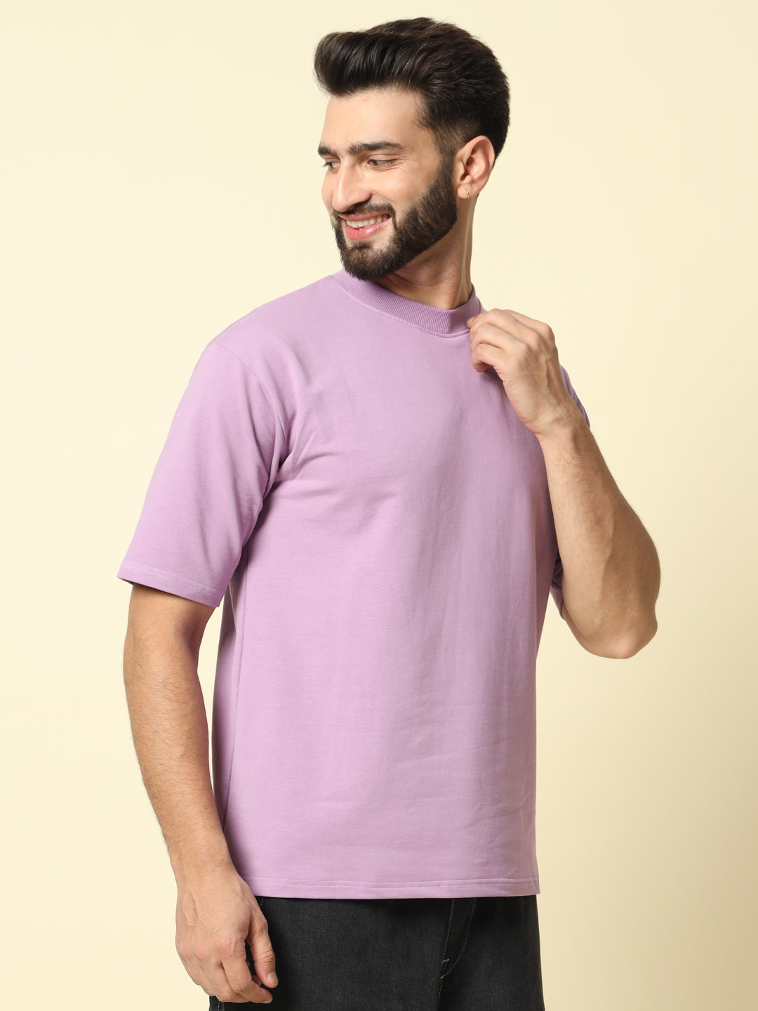 Purple Solid Oversized T-Shirt