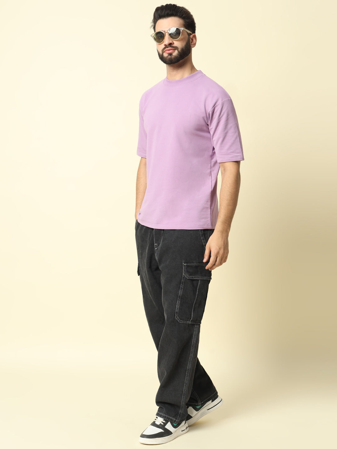 Purple Solid Oversized T-Shirt