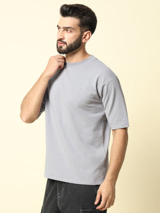 Light Grey Solid Oversized T-Shirt