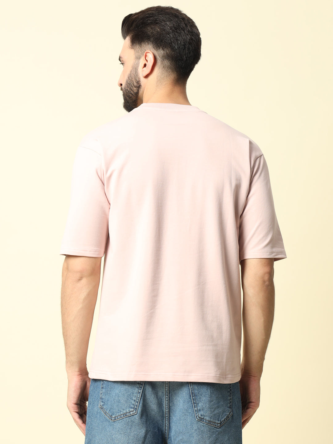 Light Peach Solid Oversized T-Shirt