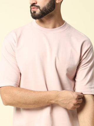 Light Peach Solid Oversized T-Shirt