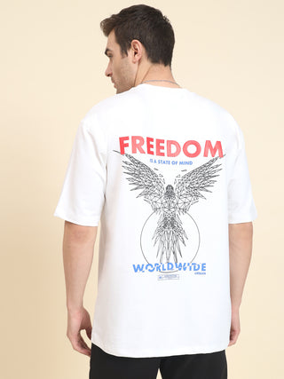 Freedom Print Oversized Snow T-Shirt