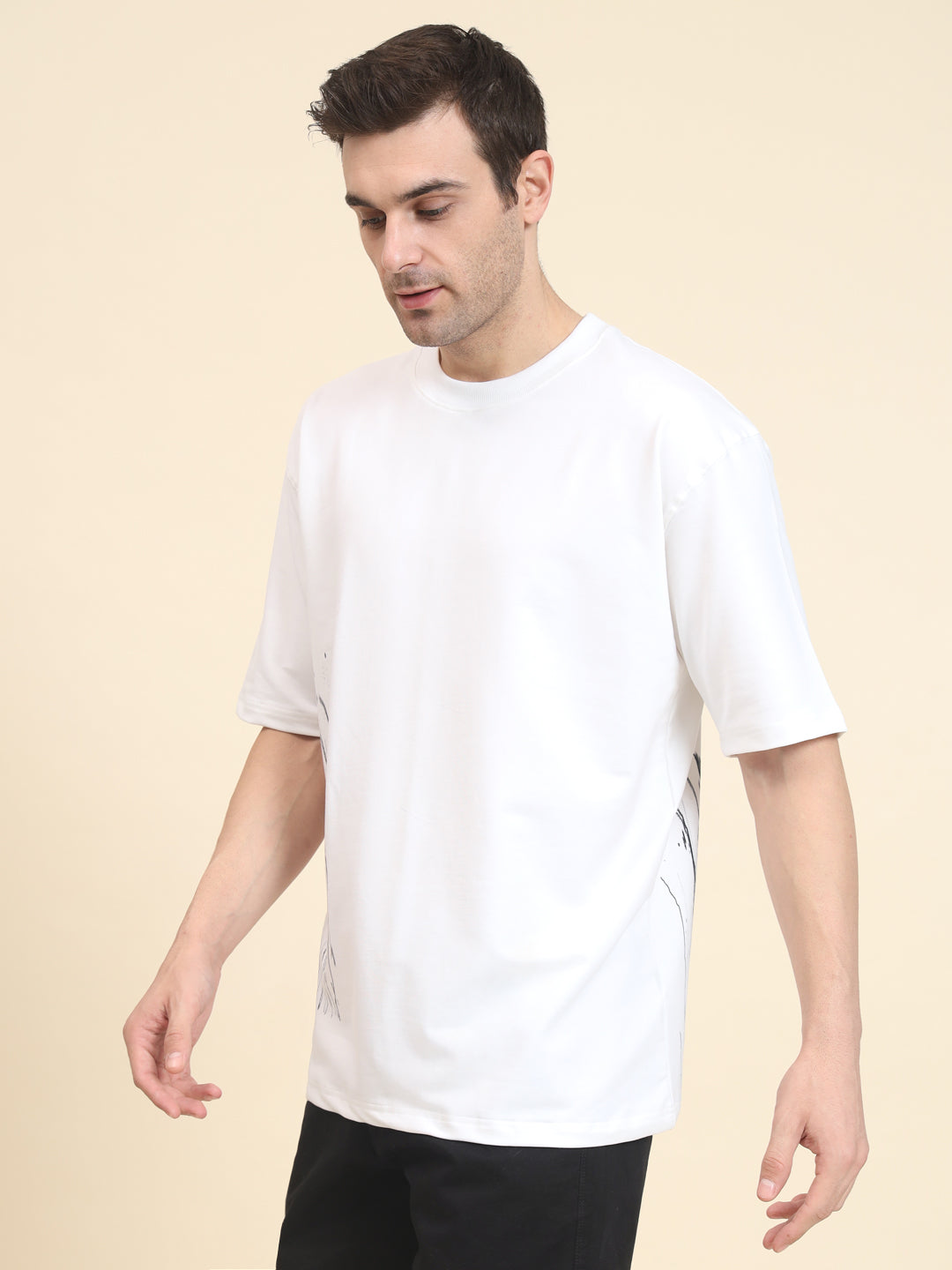 Raw Print Oversized Snow T-Shirt
