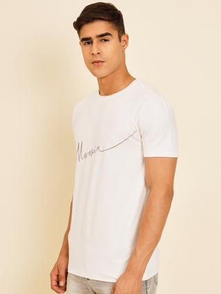 Muwin White Embroidered T-shirts