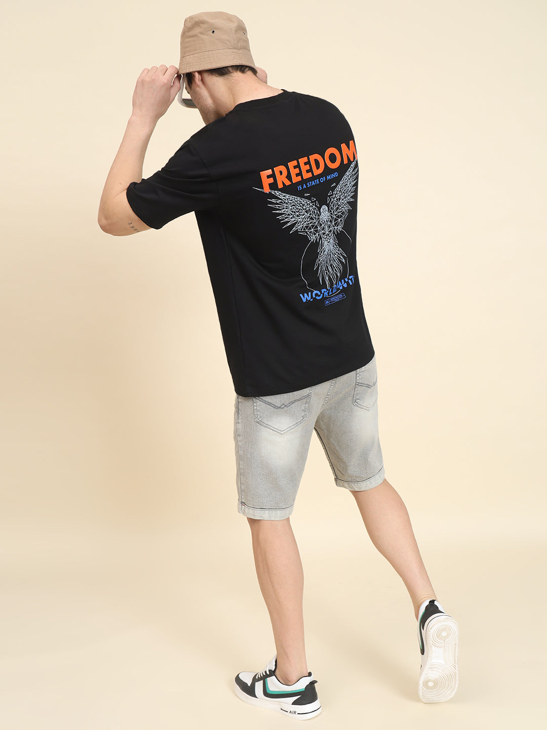 Freedom Print Oversized Carbon T-Shirt